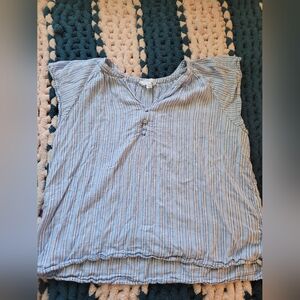 Time and Tru Light Blue Striped Blouse